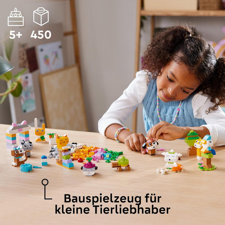 LEGO Classic Creative Animals, cutie cu cărămizi colorate, construiește figurine de animale din cărămizi precum câine, pisică, iepure, hamster și pasăre, jucărie de construcție pentru băieți și fete de la 5 ani 11034