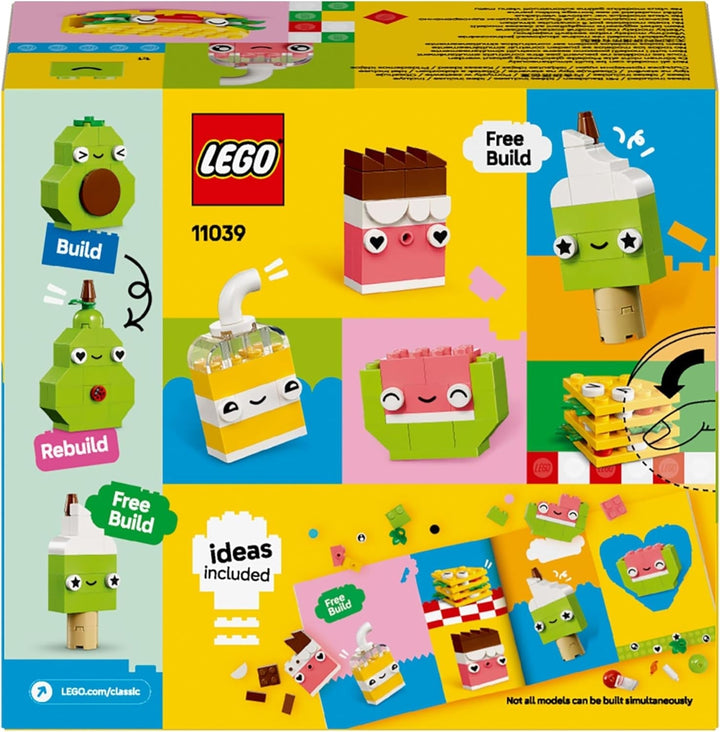 LEGO Classic Creative Snack Building Fun, jucărie cu mâncare pentru jocuri de rol imaginative, set de construcție pentru băieți și fete de la 4 ani, Cupcake, Avocado, Popsicle și Taco 11039