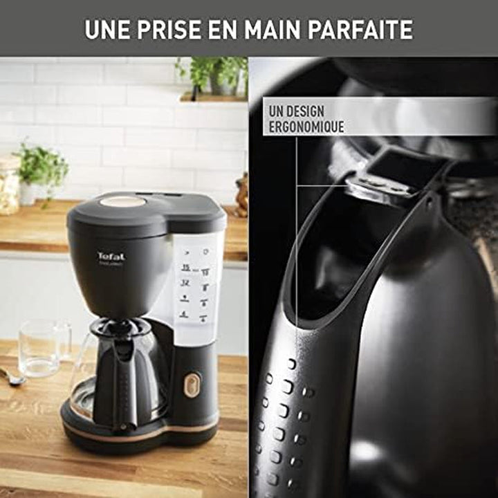 Cafetiera cu filtru Inclusiv Tefal, Un filtru de cafea Extrem de ușor de utilizat, Potrivit pentru utilizatorii dreptaci și stângaci, 1,25 L, 10 până la 15 cești, CM533811