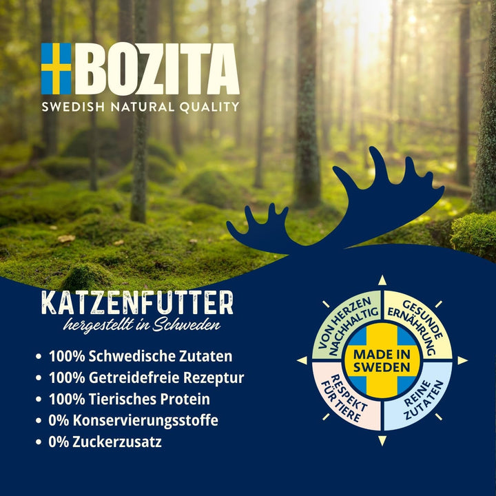 Bozita Pouch Mărunțișuri de hrană umedă în sos cu curcan - 12X85G Portion Pouch Hrană fără cereale și fără grâu pentru pisici - Hrană umedă pentru pisici adulte cu un conținut de 8,5% proteine și 4,5% grăsimi