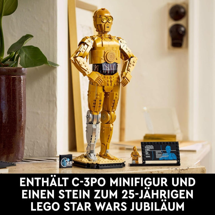 LEGO Star Wars C-3PO B, droid construibil, model de colecționat, construit și expus, idee de cadou nostalgic pentru adulți și fani, piesă de colecție, Playset fantezie 75398