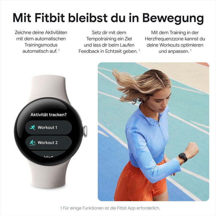 Google Pixel Watch 2 - cele mai bune de la Google și Fitbit - măsurarea ritmului cardiac, gestionarea stresului, funcții de securitate - Android - carcasă din aluminiu negru mat - curea sport din obsidian - LTE