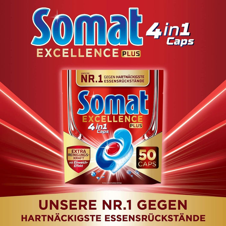 Somat Excellence plus 4In1 Caps (50 Caps), tablete de spălat vase