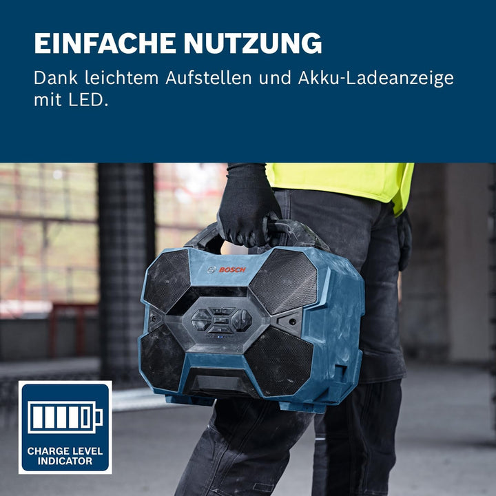 Difuzor Bluetooth fără fir Bosch Professional 18V/12V System GPB 18V-6 C (Bluetooth, USB, sunet cu mai multe difuzoare, fără baterie/încărcător)