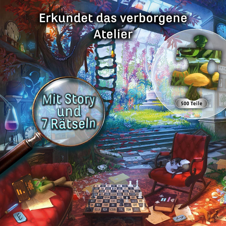 KOSMOS 683979 EXIT® - Puzzle: Studioul ascuns, puzzle de 500 de piese, pentru adulți și copii de la 10 ani, Escape Room Puzzle pentru începători cu puzzle-uri