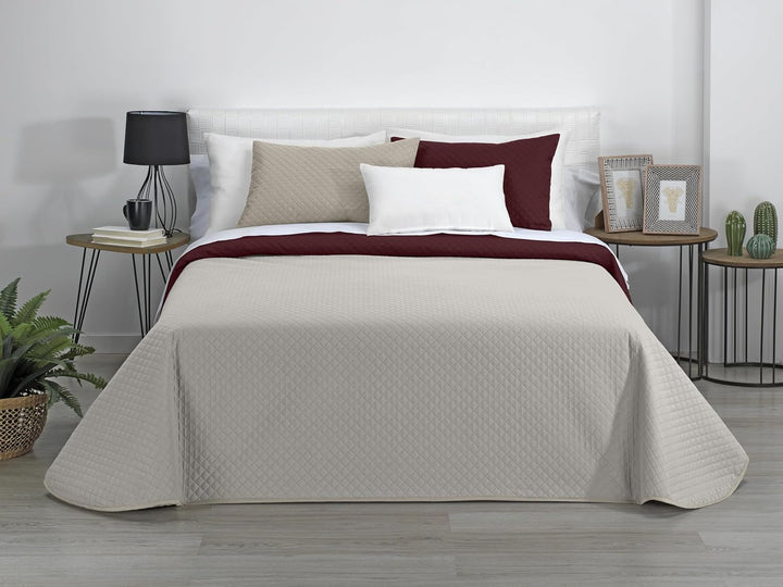 AVA | Cuvertură Reversibil Boutique | Pentru toate anotimpurile | Culoare - Gri/Roșu | Pentru pat de 120/135 cm. pat. (230 X 270 Cm. Ancho X Alto) | Cuvertură cu matlasare