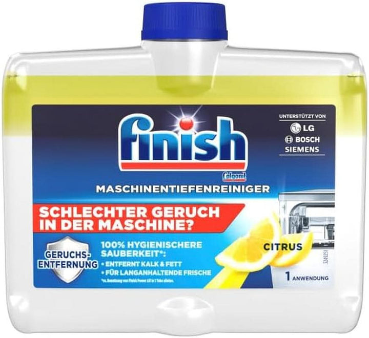 Finish Deep Machine Cleaner Citrus - detergent lichid pentru mașini împotriva calcarului și grăsimii pentru o mașină de spălat vase curată - pachet economic