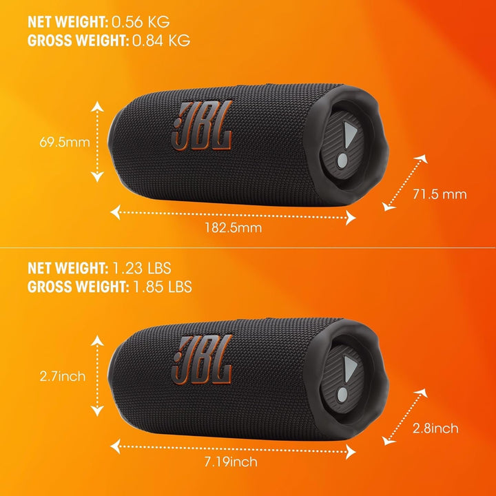 JBL Flip 7, Difuzor Bluetooth portabil fără fir, baterie cu autonomie de 16 ore, rezistent la apă IP68, praf și șocuri, sunet Pro cu AI Boost, conexiune multi-speaker Auracast, negru
