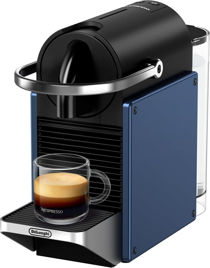 Espressor cu capsule Nespresso De'Longhi Pixie EN127.BL, două butoane de selecție directă, mod Eco, design compact, sistem de presiune de 19 bari, 1260 W, albastru/negru
