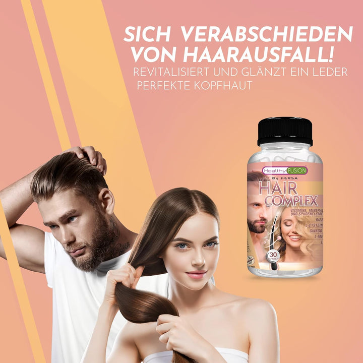 Healthy Fusion Haircomplex | Effektiv Gegen Haarausfall | Fördert Haarwachstum, Volumen & Dichte | Stärkt Haarwurzeln | Verleiht Glanz Und Vitalität | Unisex | 30 Kapseln Für Gesünderes Haar