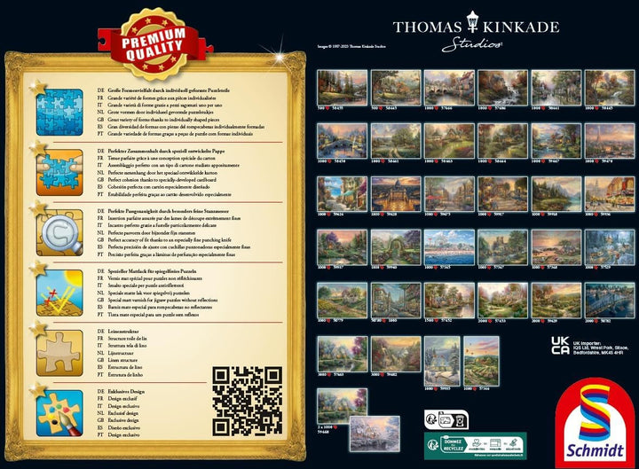 Schmidt Spiele 58784 Thomas Kinkade, Seară la lacul de toamnă, puzzle jigsaw 1000 piese, colorat