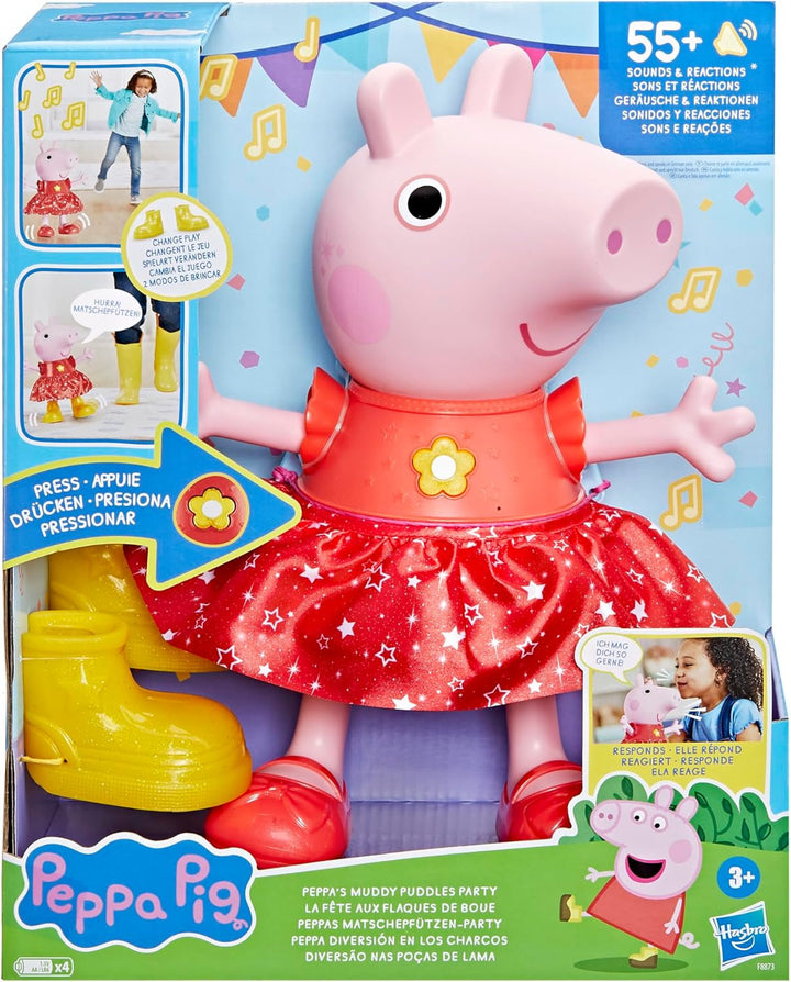 Păpușa Peppa Pig Peppa'S Mud Puddle Party - versiune germană, roz sau roz