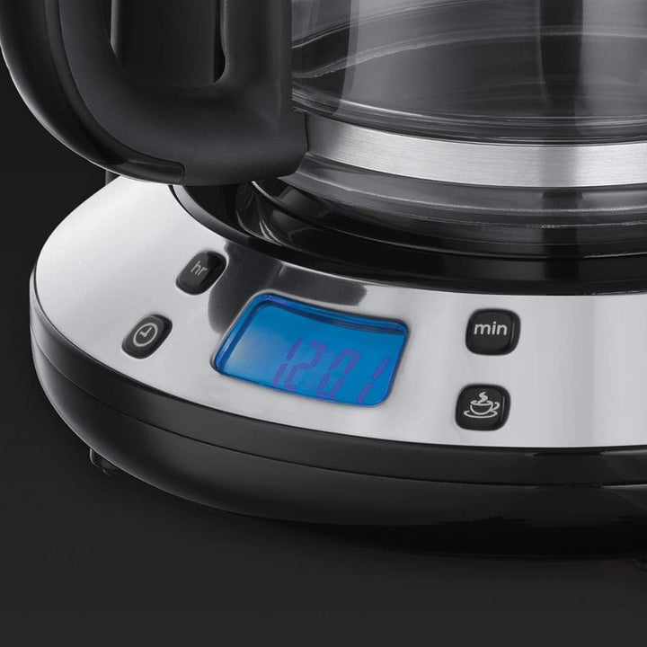Cafetiera Russell Hobbs [cronometru digital, cap efervescent pentru extracție și aromă optime] Colours+ Cream (Max 10 cești, ulcior de sticlă de 1,25L, plită, 1100W) Filtru de cafea 24033-56