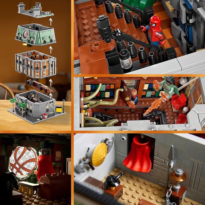 LEGO Marvel Sanctum Sanctorum, set de construcție modulară cu 3 etaje, cu minifigurinele Doctor Strange și Iron Man, casă de jucărie din Avengers: Endgame, obiect de colecție pentru fani, decor grozav pentru cameră 76218