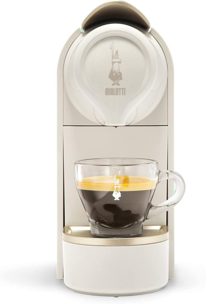 Bialetti Gioia, filtru de cafea espresso pentru capsule din aluminiu, super compact, rezervor de 500 ml, 50% plastic reciclat, taupe