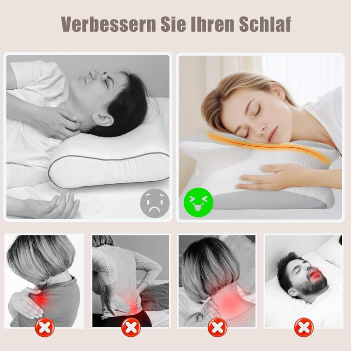 Pernă pentru gât Pernă ortopedică pentru cap Pernă din spumă de memorie Pernă pentru impact lateral - Design ergonomic Cu formă goală Pentru impact lateral, dorsal și abdominal Gri deschis
