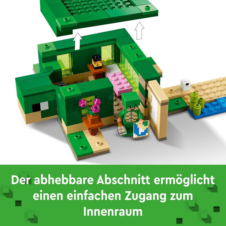LEGO Minecraft The Turtle Beach House, casă de jucărie cu accesorii pentru fete și băieți de la 8 ani, set cu animale și personaje din jocul video, cadou pentru gameri 21254