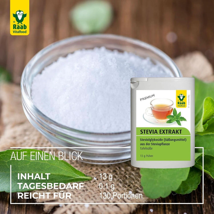 Raab Vitalfood Extract de stevia, ușor de dozat, 50 grame