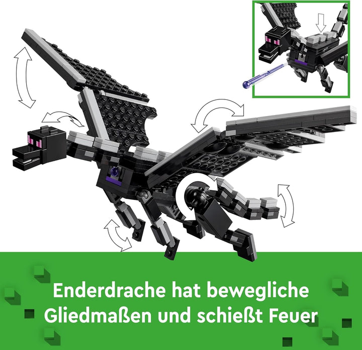 LEGO Minecraft The End Dragon și The End Ship, jucărie de acțiune și set de descoperire, set de construcție pentru jocuri video, set de aventură, cadou pentru băieți și fete de la 8 ani 21264