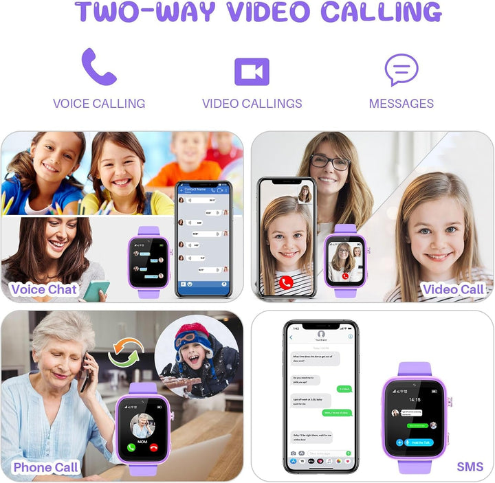 T45 Smartwatch pentru copii, smartwatch 4G pentru copii, GPS tracker pentru copii, ceas de mână pentru copii băieți, ceas pentru copii cu apel telefonic video, mesaje, mod școală, funcție SOS, cameră și pedometru (violet)