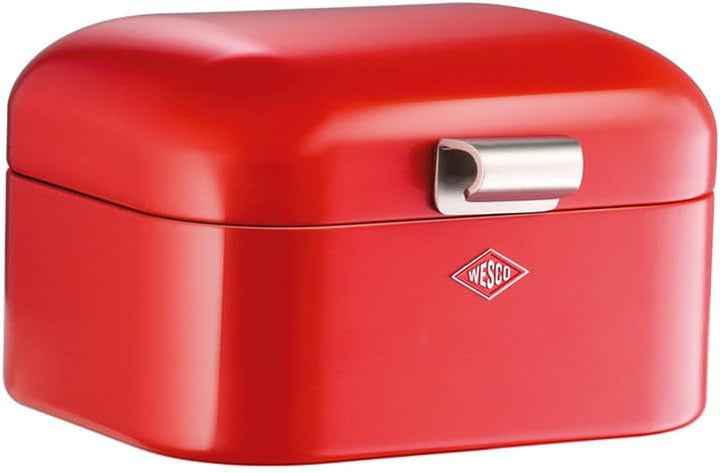 Coș pentru pâine Wesco Mini Grandy în culoarea roz, tablă de oțel acoperită cu pulbere, găuri de ventilație și mâner robust Cutii depozitare alimente Naty Shop Roșu