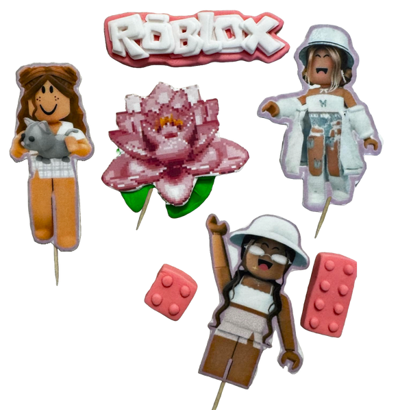 Állítsa be 7 ehető dekorációt a cukorpaszta, a roblox lányoktól