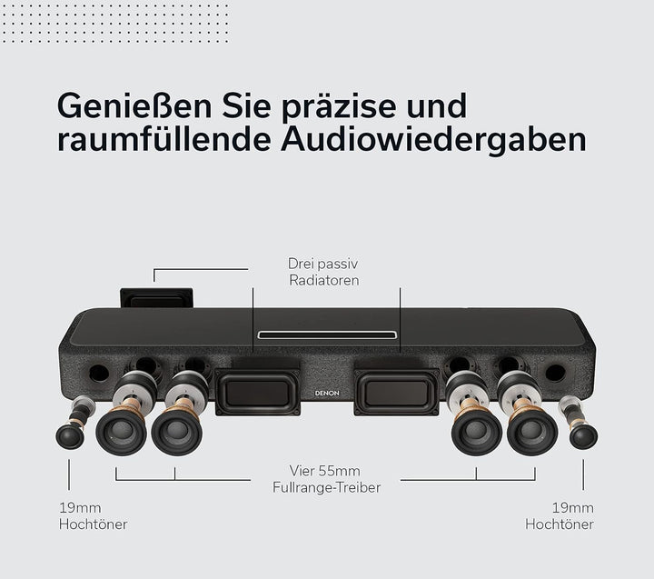 Denon Home Sound Bar 550 Kompakte Heimkino Soundbar Mit Dolby Atmos, DTS:X, Alexa Built-In, WLAN, Bluetooth, Airplay 2, HEOS Built-In, HDMI Earc, 4K Ultra-Hd, Dolby Vision, HDR10, Schwarz