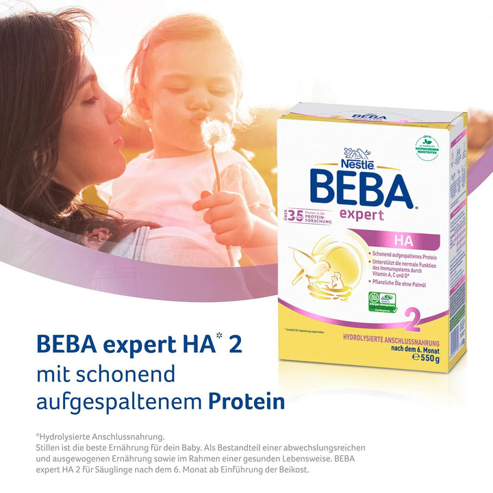 BEBA Expert HA 2 Folgemilch Nach Dem 6. Monat, Babynahrung Mit Hydrolysiertem Protein, Nur Laktose, Ohne Palmöl, 6Er Pack (6 X 550G)