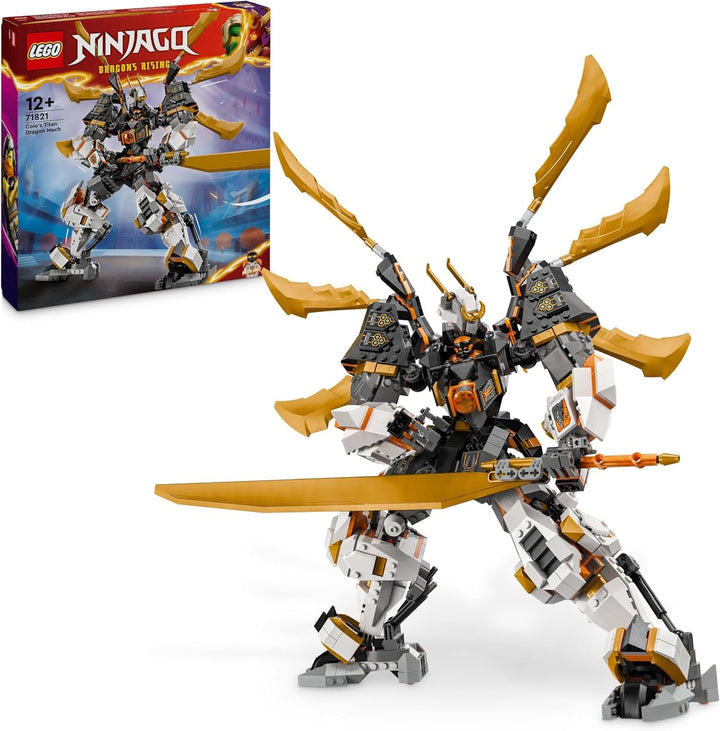 LEGO NINJAGO Cole's Titan Dragon Mech, jucărie de aventură pentru copii, set de joacă Ninja cu 1 minifigurină, cadou de ziua de naștere pentru băieți și fete de la 12 ani, set de joacă Fantasy 71821