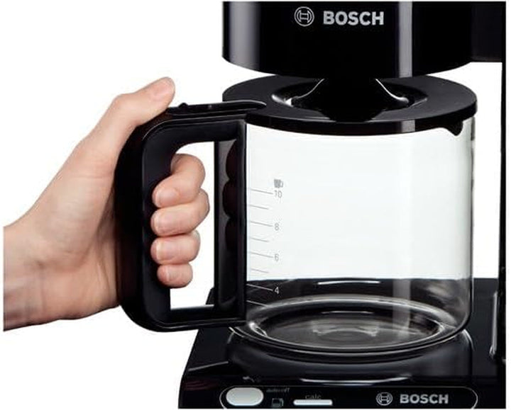 Espressor cu filtru Bosch Styline TKA8013, senzor de aromă, carafă din sticlă cu protecție a aromei, 1,25 l, pentru 10-15 cești, oprire automată, sistem de detartrare, sistem anti-picurare, suport pentru filtru rotativ, 1160 W, negru