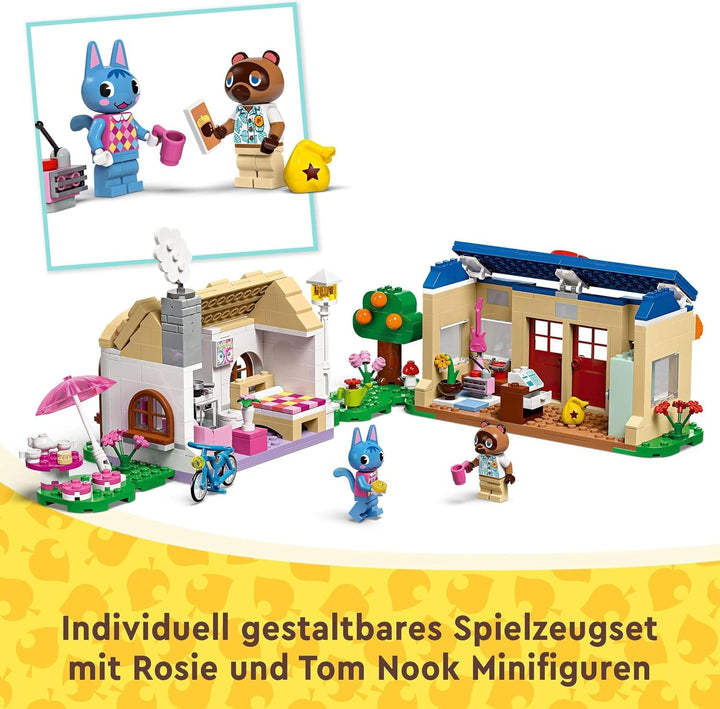 Set LEGO Animal Crossing Nook's Shop și Sophie's House, jucărie creativă pentru copii cu 2 mini figurine din seria de jocuri video, cadou pentru fete și băieți de la 7 ani 77050