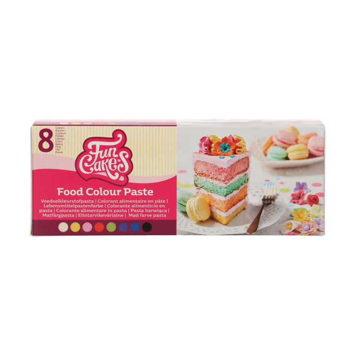 Funcakes Pastenfarben Set 8-Teilig: Konzentrierte Lebensmittelfarbe Für Teig, Sahne, Fondant, Marzipan, Teig, Modellier- Und Blütenpaste. Halal.