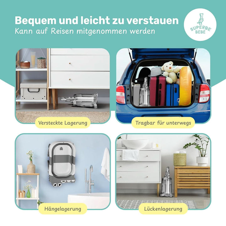 Faltbare Babybadewanne Mit Badekissen Und Integriertem Thermometer - Kinderbadewanne Mit Kostenlosem Badewannenhalter - Ideal Als Geburtsgeschenk Für Mädchen Oder Jungen - Von Geburt an Baby-Badewanne