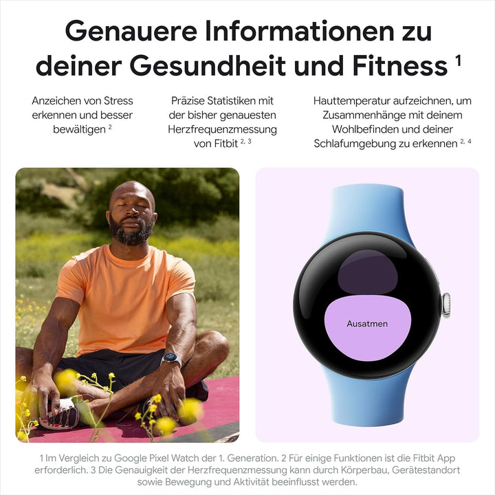 Google Pixel Watch 2 - cele mai bune de la Google și Fitbit - măsurarea ritmului cardiac, gestionarea stresului, funcții de securitate - Android - carcasă din aluminiu negru mat - curea sport din obsidian - LTE