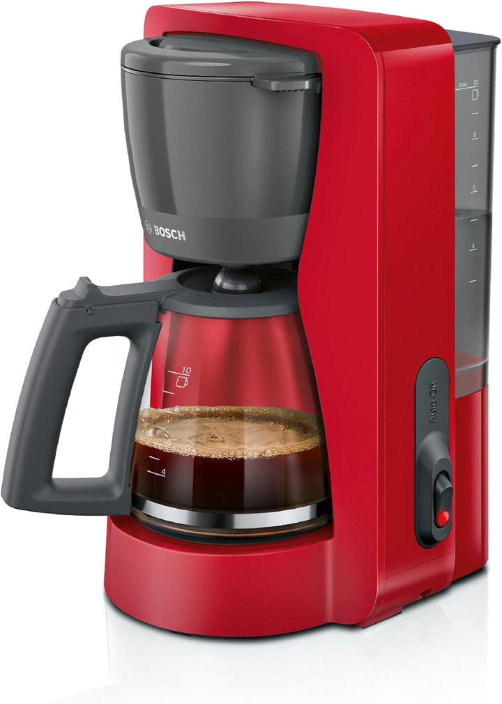 Espressor cu filtru Bosch Mymoment TKA2M113, carafă din sticlă de 1,25 l, capacitate 10-15 cești, funcție de menținere la cald timp de 40 de minute, sistem anti-picurare, suport pentru filtru rotativ, rezervor de apă detașabil, 1200 wați, negru mat
