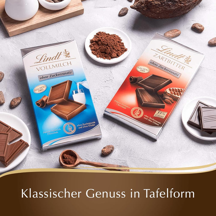 Lindt Schokolade Vollmilch Ohne Zuckerzusatz | 100 G Tafel | Feinste Und Ohne Gluten | Schokoladengeschenk