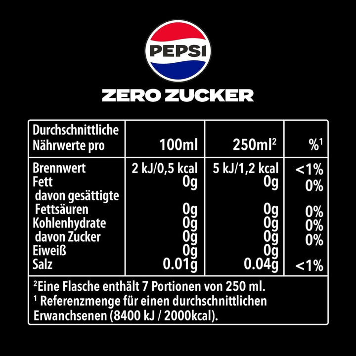 Pepsi Zero Sugar, Băutura răcoritoare fără zahăr de la Pepsi, fără calorii, set 6 x 1,75 litri