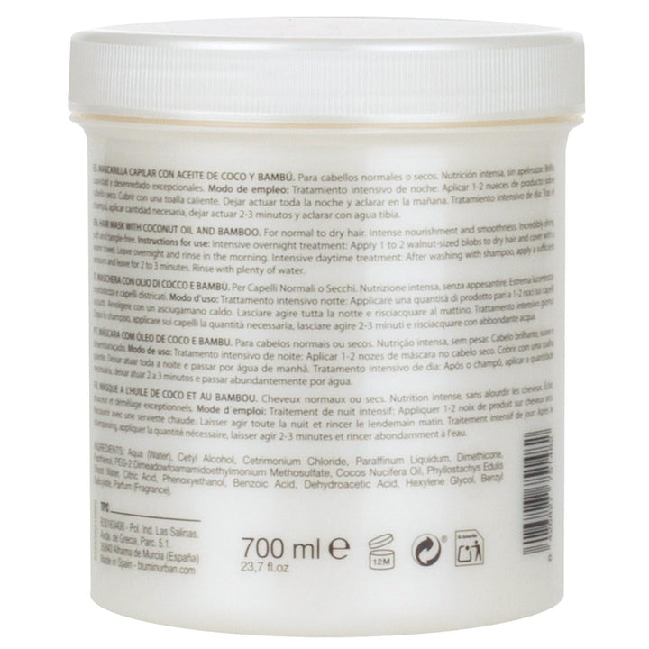 Urbanic mască cu ulei de nucă de cocos și bambus organic, 700 ml Masca de par Naty Shop
