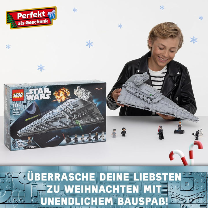 LEGO Star Wars Imperial Star Destroyer, Set navă stelară, Jucărie de construcție, Playset cu Darth Vader și Cal Kestis, Cadou de ziua de naștere pentru băieți, fete și fani 75394