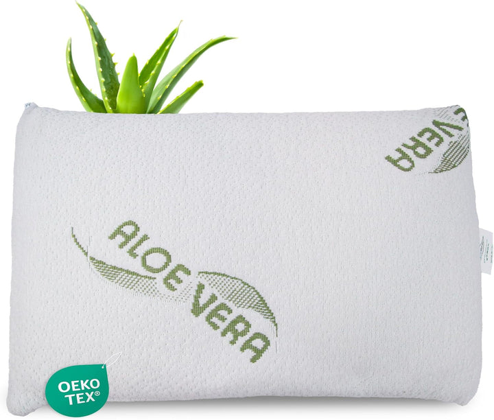 Maxxgoods pernă ortopedică, pernă de susținere a gâtului din spumă visco gel cu capac de protecție aloe vera și capac interior 100% bumbac - pernă pentru dormit pe stomac, spate și lateral (42Cm X 70Cm X 12Cm)