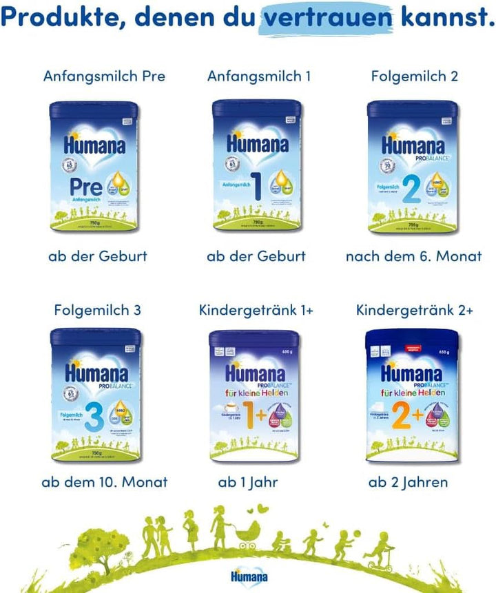 Humana PROBALANCE Folgemilch 2, Nach Dem 6. Monat, Babynahrung Im Anschluss an Das Stillen Oder Einer Anfangsnahrung, Ideal Zum Zufüttern Oder Als Alleinige Milchnahrung, 750 G