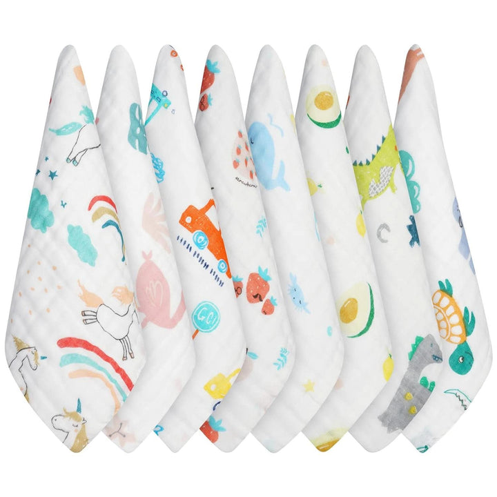 Baby Musselin Waschlappen, 8 Stück Bio-Baumwolle Baby Waschlappen, Mehrzweck Baby Handtücher Set, Waschlappen Kinder Für Neugeborene, Saugfähig, 25 * 25Cm