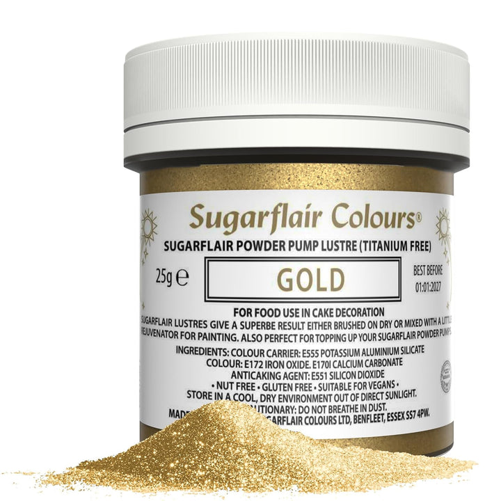 Sugarflair Pump Refill Gold - Nachfüllpackung Für Pumpspray Lebensmittelfarbe - 25G