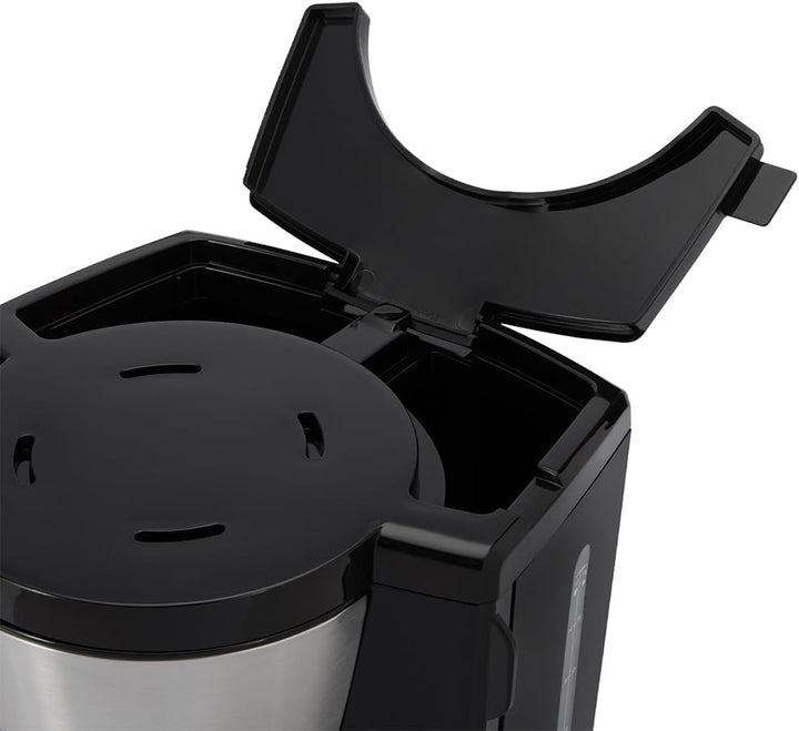 Cafetieră Russell Hobbs (filtru de cafea, ulcior de sticlă de 1,25L, 10 cești, funcție de menținere la cald 40 min., oprire prin picurare, oțel inoxidabil periat, funcție Brew-Now, lumină albastră) Heaton 27400-56