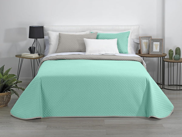 AVA | Cuvertură Reversibil Boutique | Pentru toate anotimpurile | Culoare - Bej/Turcoaz | Pentru pat de 120/135 cm. pat. (230 X 270 Cm. Ancho X Alto) | Cuvertură cu matlasare