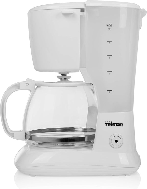 Cafetieră Tristar cu capacitate de 1,25 litri - Pentru 10-12 cești, de asemenea, pentru camping, alb, CM-1252