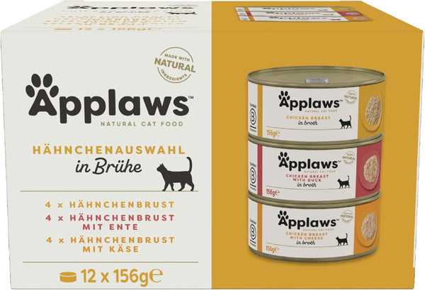 Applaws 100% Natural Premium hrană umedă pentru pisici, Chicken Choice Multipack în bulion - pachet cu 12 cutii X 156G