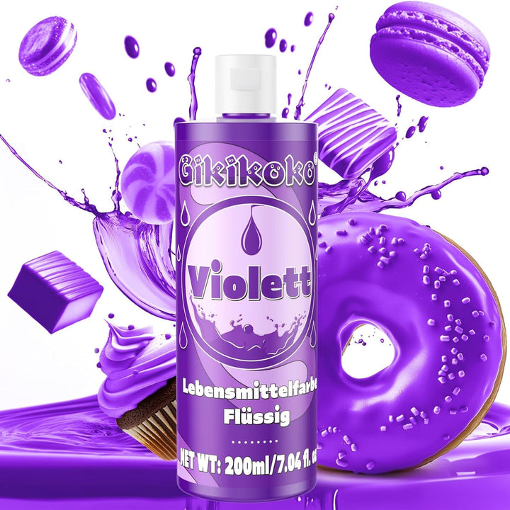 Lebensmittelfarbe - Gikikoko 200Ml Lebensmittelfarbe Flüssig Hoch Konzentriert, Lebensmittelfarben, Food Coloring Für Backen, Macaron, Cake, Jello, Fondantieren, Kuchen, DIY Slime (Blau)