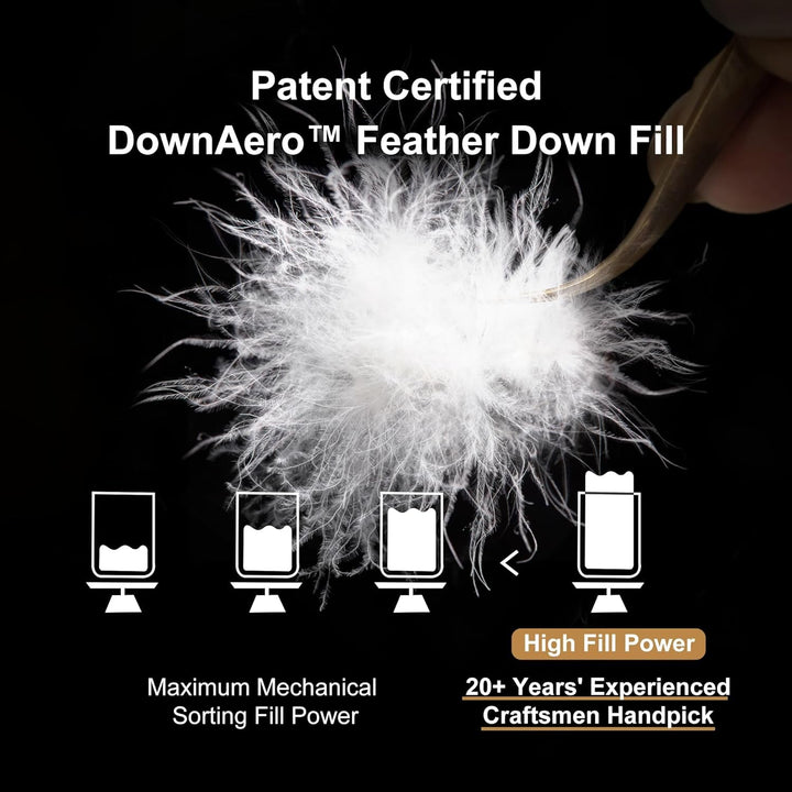 Downaero™ Plapumă cu puf de gâscă pentru paturi King Size, 100% bumbac satinat egiptean, 900 putere de umplere, căldură medie, pentru toate anotimpurile, alb