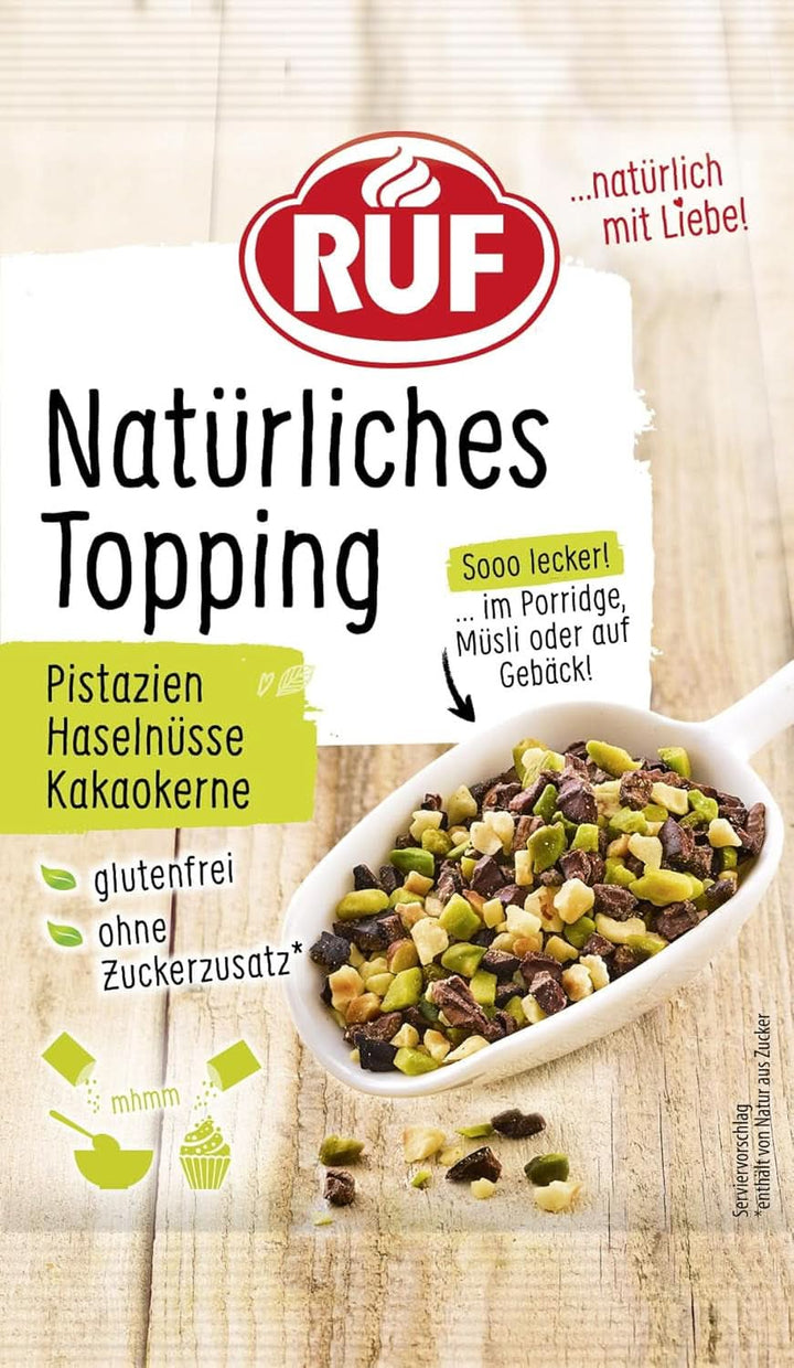 RUF chipsuri de orez, fără aditivi artificiali, amestec de fructe pentru terci și produse de patiserie, fără gluten, vegan, 15 grame